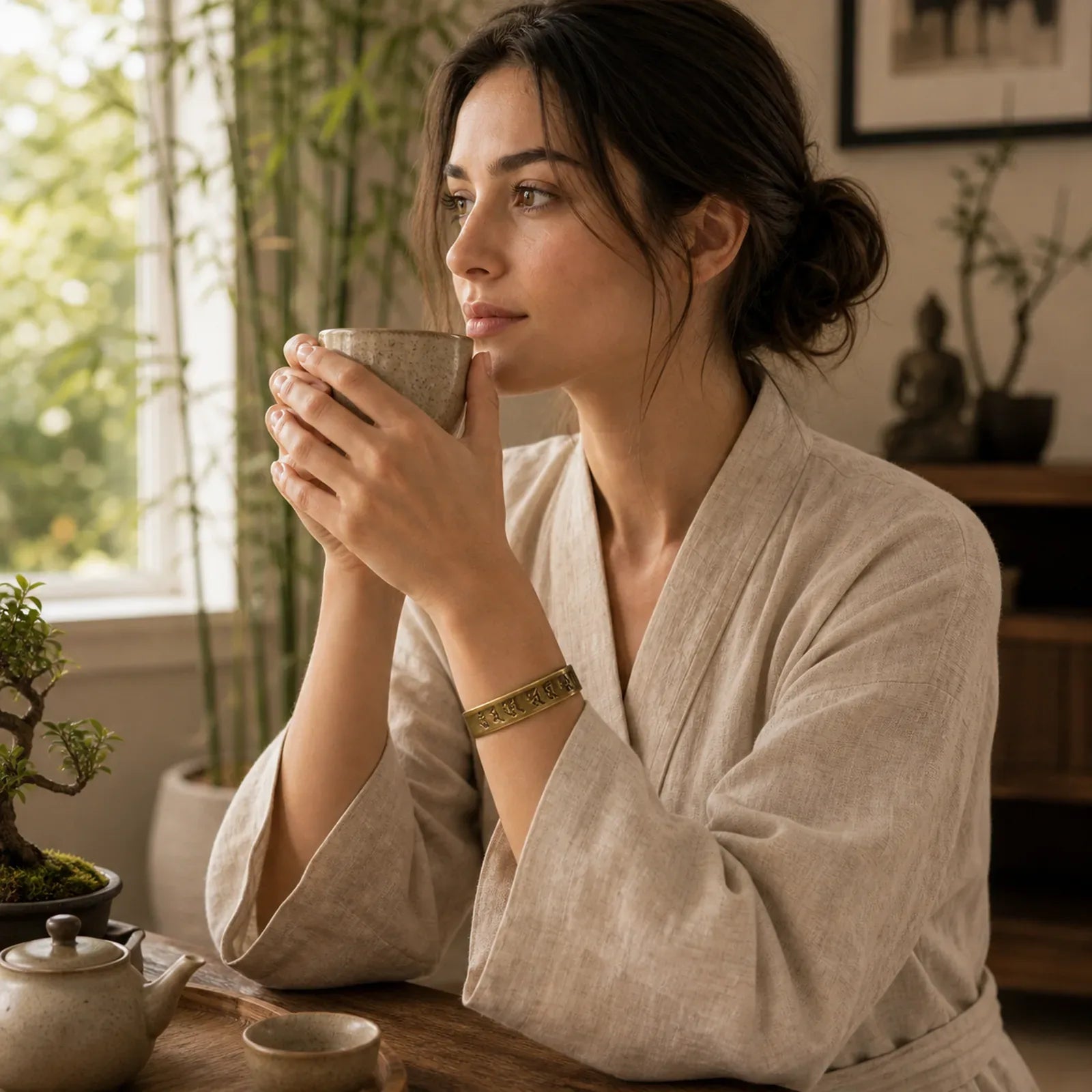 Six True Words 'om Mani Padme Hum' Heart Sutra Copper Brass Inner Peace Cuff Bracelet Bangle featuring Six True Words (Om Mani Padme Hum), Om Mani Padme Hum, Om