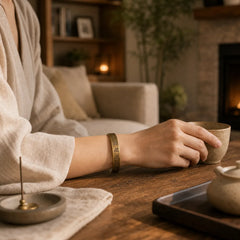 Six True Words 'om Mani Padme Hum' Heart Sutra Copper Brass Inner Peace Cuff Bracelet Bangle featuring Six True Words (Om Mani Padme Hum), Om Mani Padme Hum, Om