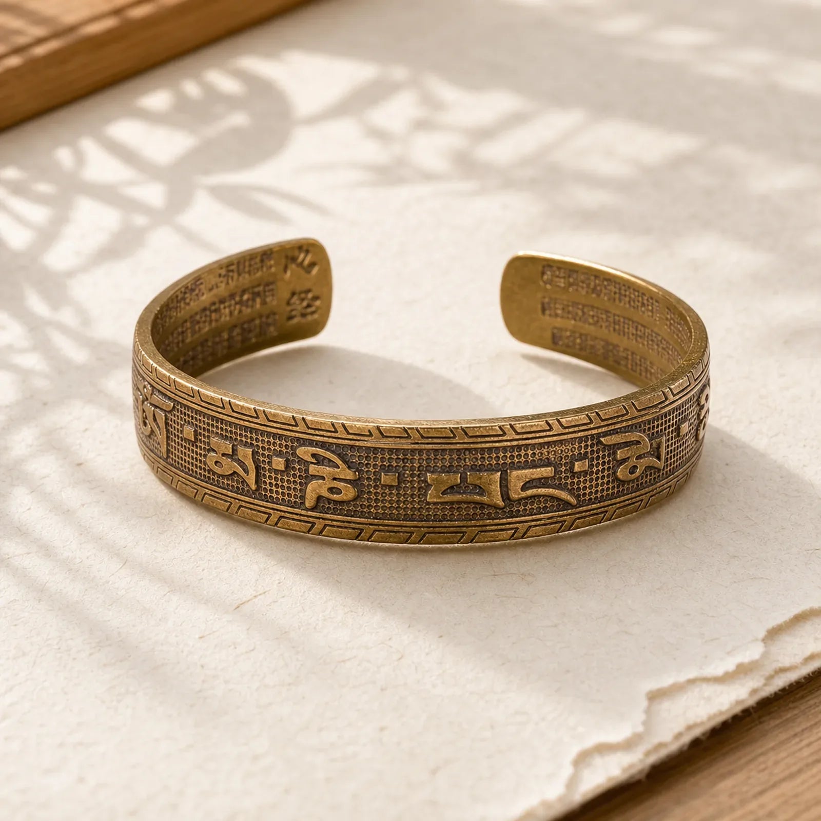 Six True Words 'om Mani Padme Hum' Heart Sutra Copper Brass Luck Wisdom Bracelet Bangle featuring Six True Words (Om Mani Padme Hum), Om Mani Padme Hum, Om