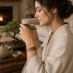 Six True Words 'om Mani Padme Hum' Heart Sutra Copper Brass Luck Wisdom Bracelet Bangle featuring Six True Words (Om Mani Padme Hum), Om Mani Padme Hum, Om