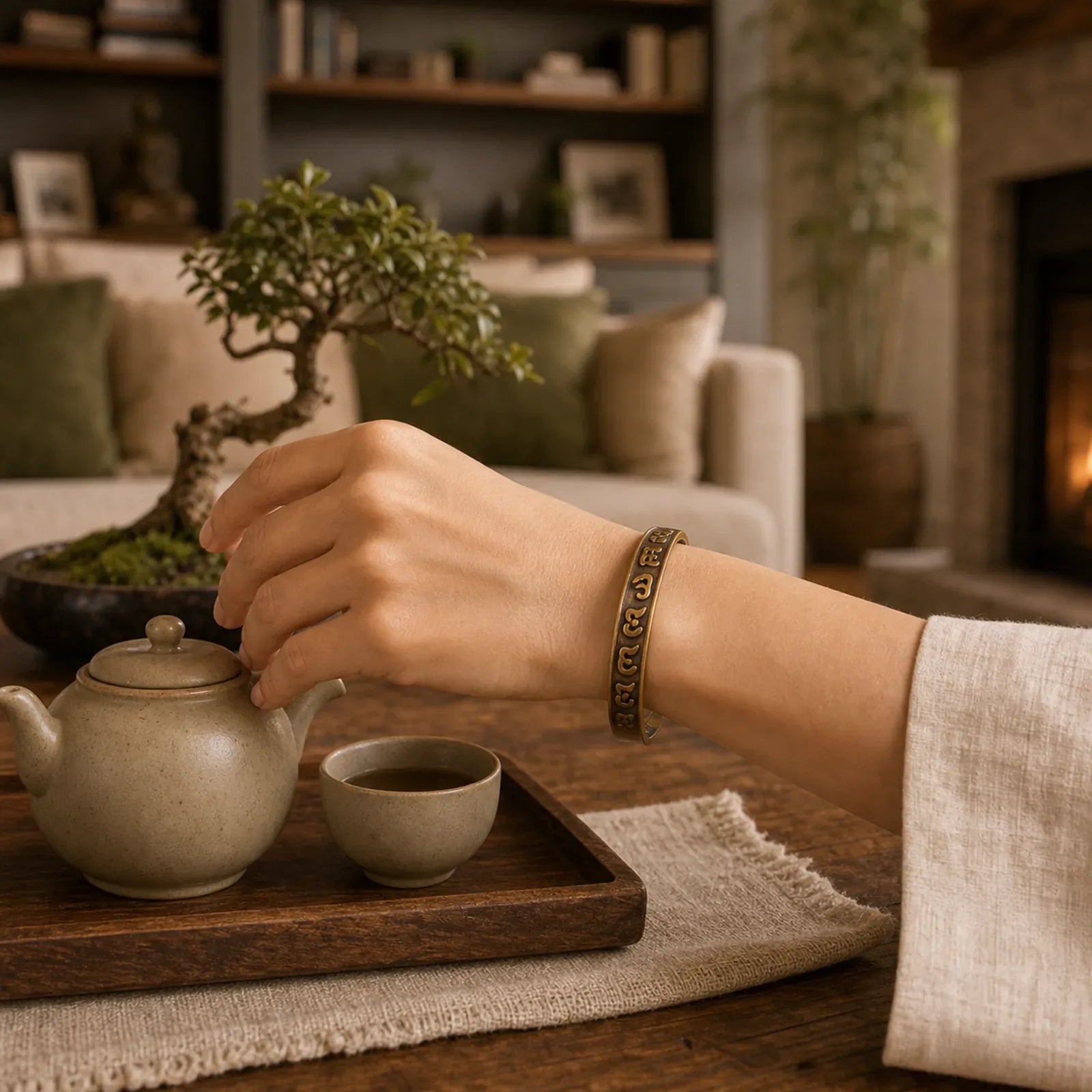 Six True Words 'om Mani Padme Hum' Heart Sutra Copper Brass Wisdom Peace Cuff Bracelet Bangle featuring Six True Words (Om Mani Padme Hum), Om Mani Padme Hum, Om