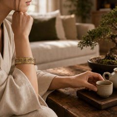 Six True Words 'om Mani Padme Hum' Heart Sutra Lotus Copper Brass Peace Cuff Bracelet Bangle featuring Six True Words (Om Mani Padme Hum), Om Mani Padme Hum, Om