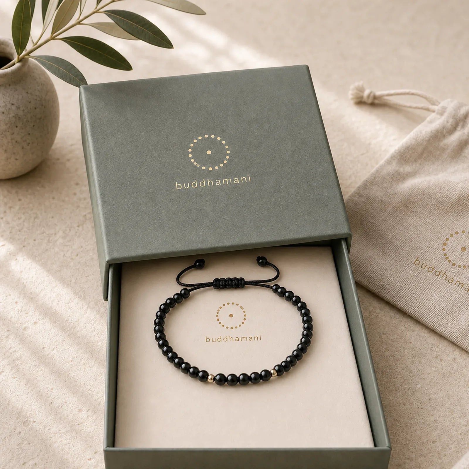 Small Black Obsidian Beads Fulfillment Rope Bracelet featuring Black Obsidian, Copper