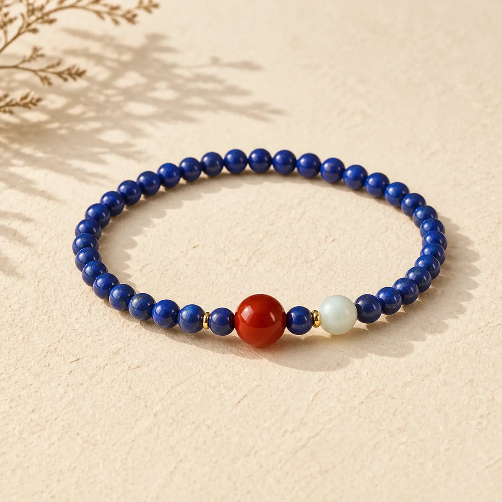 Small Lazurite Agate Ultra-thin Beads Positive Bracelet featuring Lapis Lazuli (Lazurite), Red Agate, Shoushan Stone