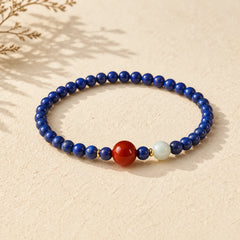 Small Lazurite Agate Ultra-thin Beads Positive Bracelet featuring Lapis Lazuli (Lazurite), Red Agate, Shoushan Stone