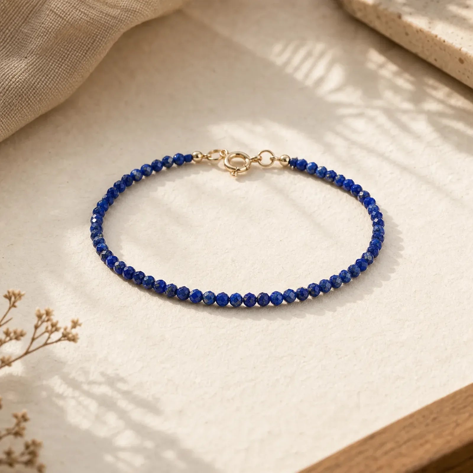 Small Lazurite Ultra-Thin Beads Balance Bracelet featuring Lapis Lazuli (Lazurite), Copper