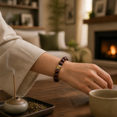 Small Leaf Red Sandalwood Amulet Protection Bracelet featuring Small Leaf Red Sandalwood, Red Sandalwood, Sandalwood