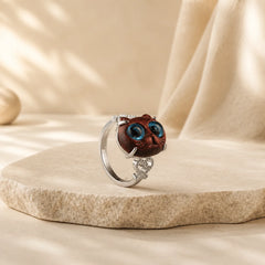 Small Leaf Red Sandalwood Cat Longevity Adjustable Ring featuring Small Leaf Red Sandalwood, Red Sandalwood, Sandalwood