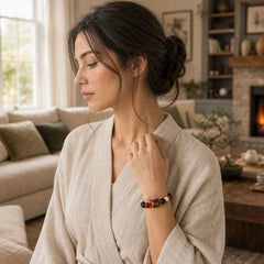 Small Leaf Red Sandalwood Ebony Wood Cute Cat Engraved Protection Bracelet featuring Small Leaf Red Sandalwood, Red Sandalwood, Sandalwood