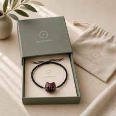 Small Leaf Red Sandalwood Ebony Wood Cute Cat Head Calm Protection Braided Bracelet featuring Small Leaf Red Sandalwood, Red Sandalwood, Sandalwood