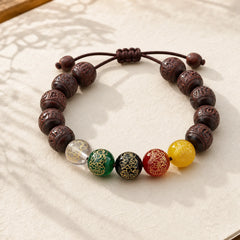 Small Leaf Red Sandalwood Five Directions Gods of Wealth Calm Bracelet featuring Small Leaf Red Sandalwood, Red Sandalwood, Sandalwood