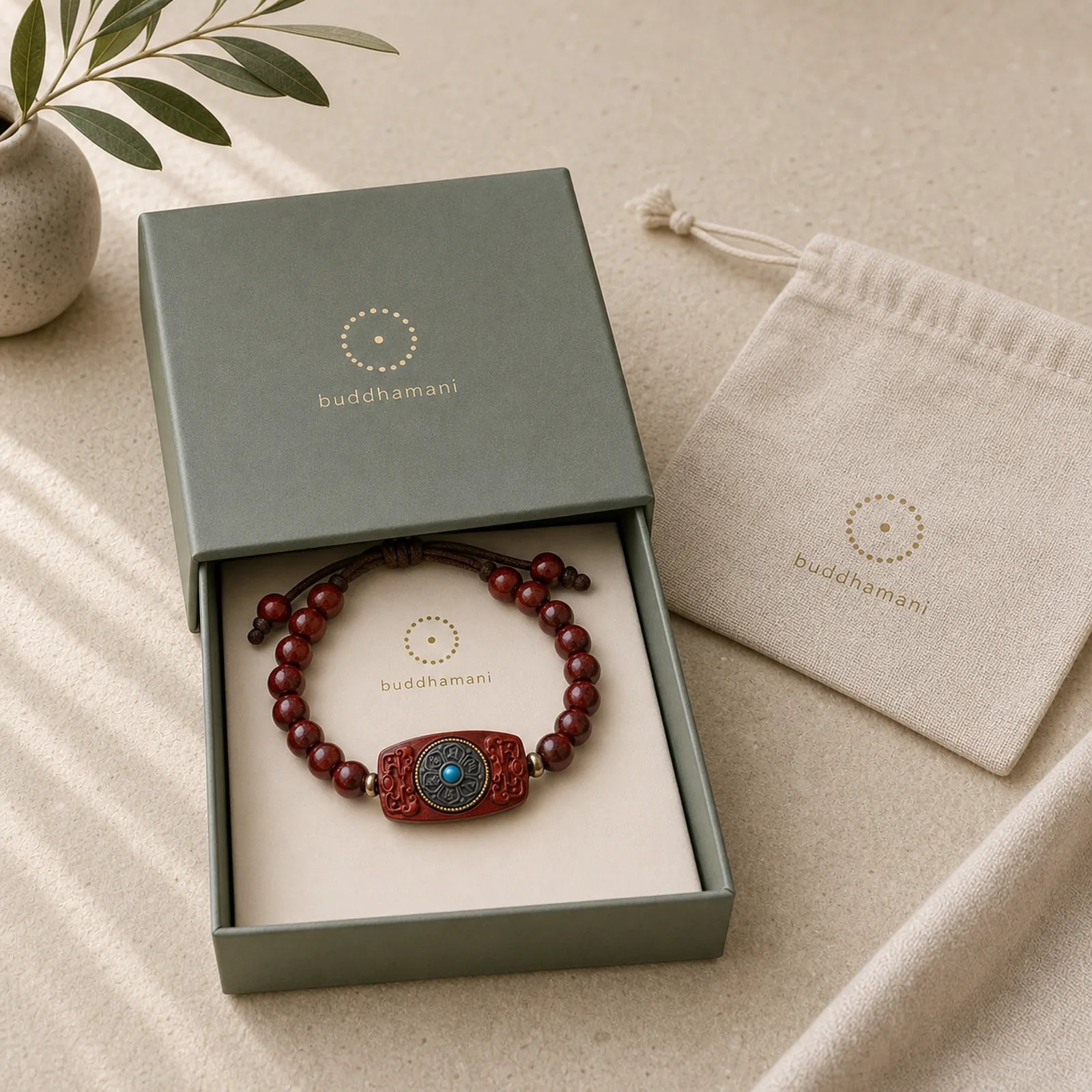 Small Leaf Red Sandalwood Green Sandalwood Six True Words Peace Bracelet featuring Small Leaf Red Sandalwood, Red Sandalwood, Sandalwood