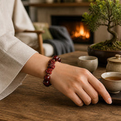Small Leaf Red Sandalwood PiXiu Protection Bracelet featuring Small Leaf Red Sandalwood, Red Sandalwood, Sandalwood