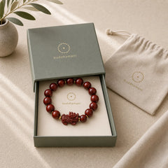 Small Leaf Red Sandalwood PiXiu Protection Bracelet featuring Small Leaf Red Sandalwood, Red Sandalwood, Sandalwood