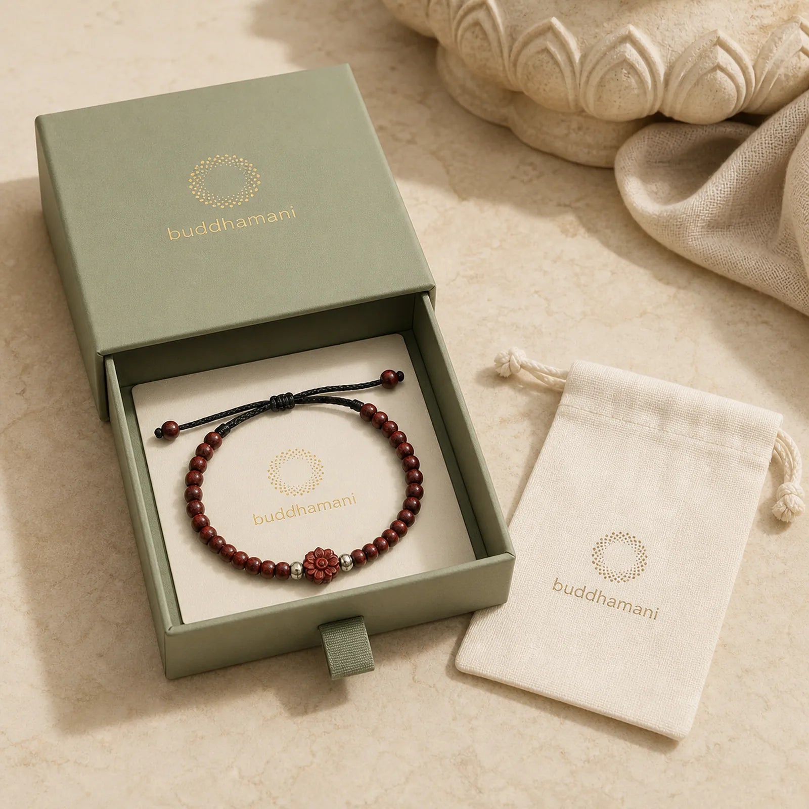 Small Leaf Red Sandalwood Sooth Bracelet featuring Small Leaf Red Sandalwood, Red Sandalwood, Sandalwood