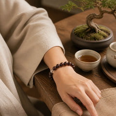 Small Leaf Red Sandalwood White Crystal Protection Bracelet featuring Small Leaf Red Sandalwood, Red Sandalwood, Sandalwood