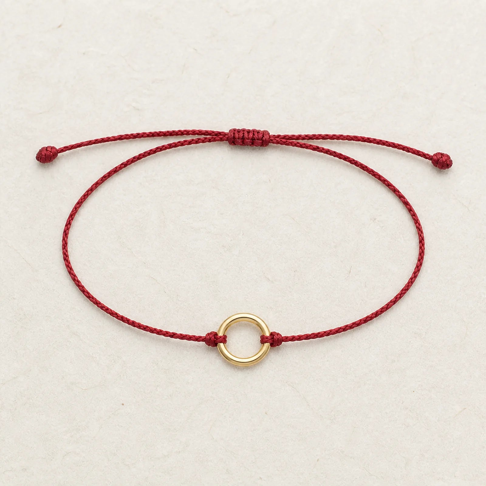 Small Peace Buckle Braided String Adjustable Connection Bracelet Anklet featuring Peace Buckle, Red String, Copper