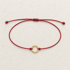 Small Peace Buckle Braided String Adjustable Connection Bracelet Anklet featuring Peace Buckle, Red String, Copper