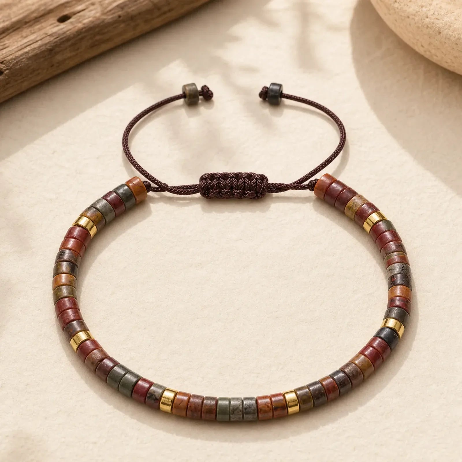Small Picasso Jasper Beads Energy String Bracelet featuring Picasso Jasper
