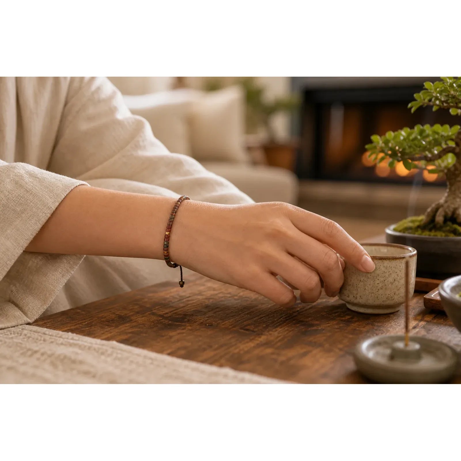 Small Picasso Jasper Beads Energy String Bracelet featuring Picasso Jasper