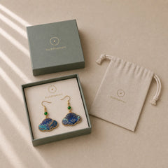 Song Brocade Blue Shell-Shaped Prosperity Green Bead Teardrop Earrings featuring Jade