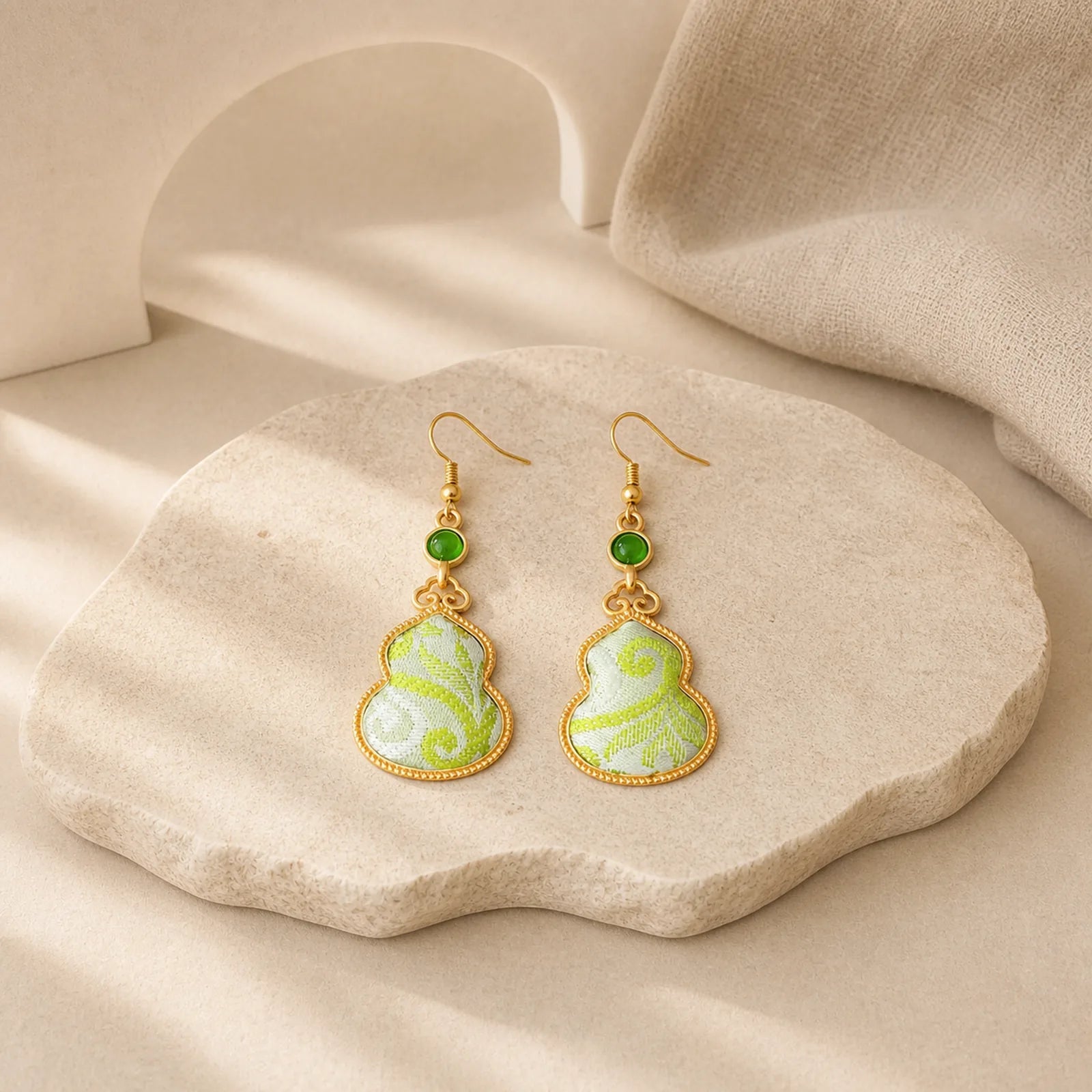 Song Brocade Colorful Tone Floral Prosperity Drop Earrings featuring Feng Shui Butterfly, Butterfly, Peacock
