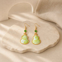Song Brocade Colorful Tone Floral Prosperity Drop Earrings featuring Feng Shui Butterfly, Butterfly, Peacock