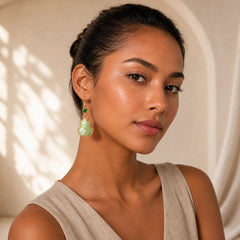 Song Brocade Colorful Tone Floral Prosperity Drop Earrings featuring Feng Shui Butterfly, Butterfly, Peacock