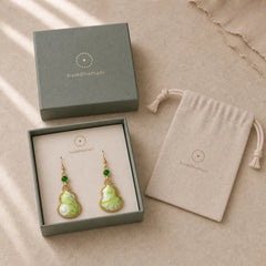 Song Brocade Colorful Tone Floral Prosperity Drop Earrings featuring Feng Shui Butterfly, Butterfly, Peacock