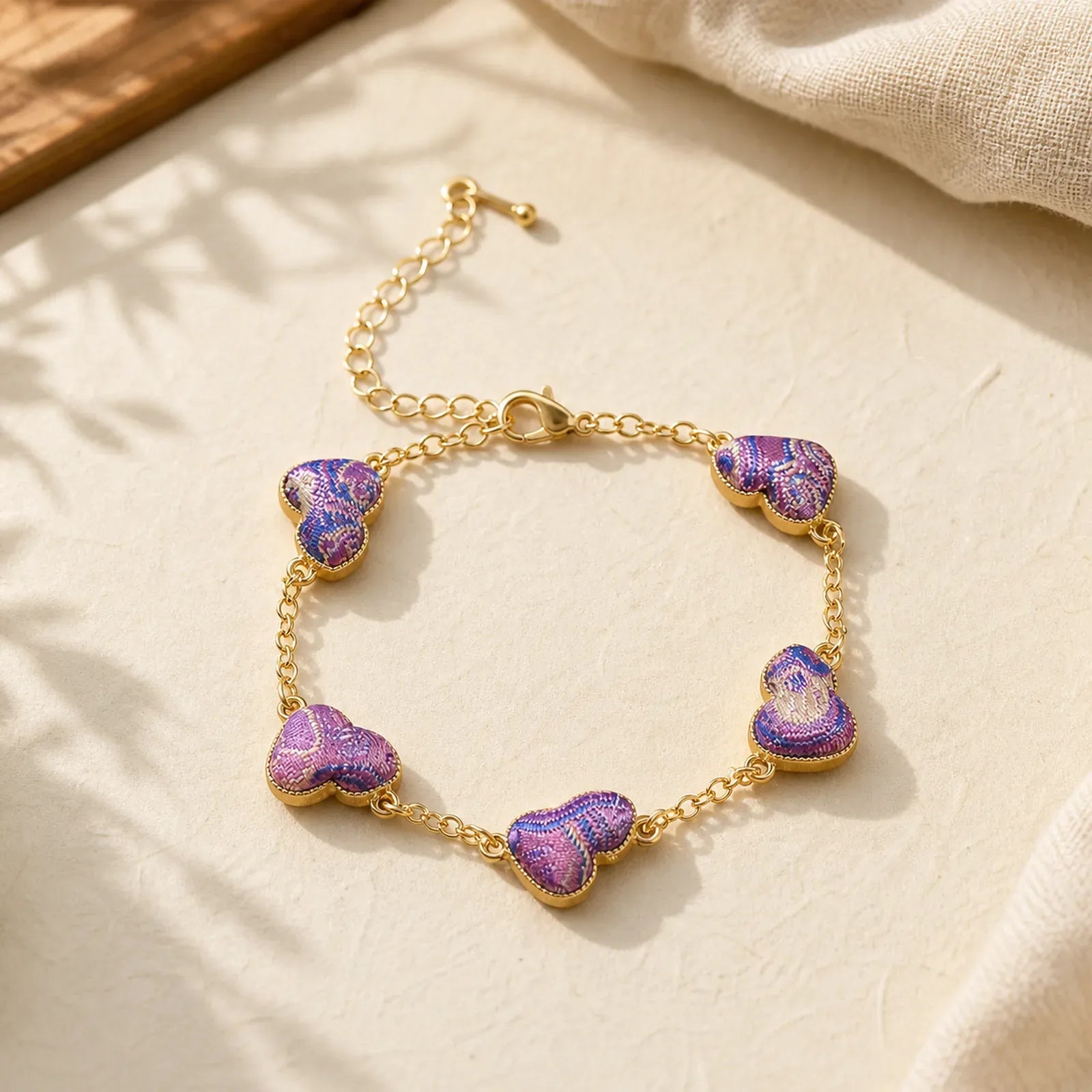 Song Brocade Copper Gourd Blessing Gold Tone Bracelet featuring Copper