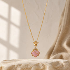 Song Brocade Copper Shell Heart Ginkgo Leaf Luck Necklace featuring Copper