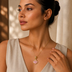 Song Brocade Copper Shell Heart Ginkgo Leaf Luck Necklace featuring Copper
