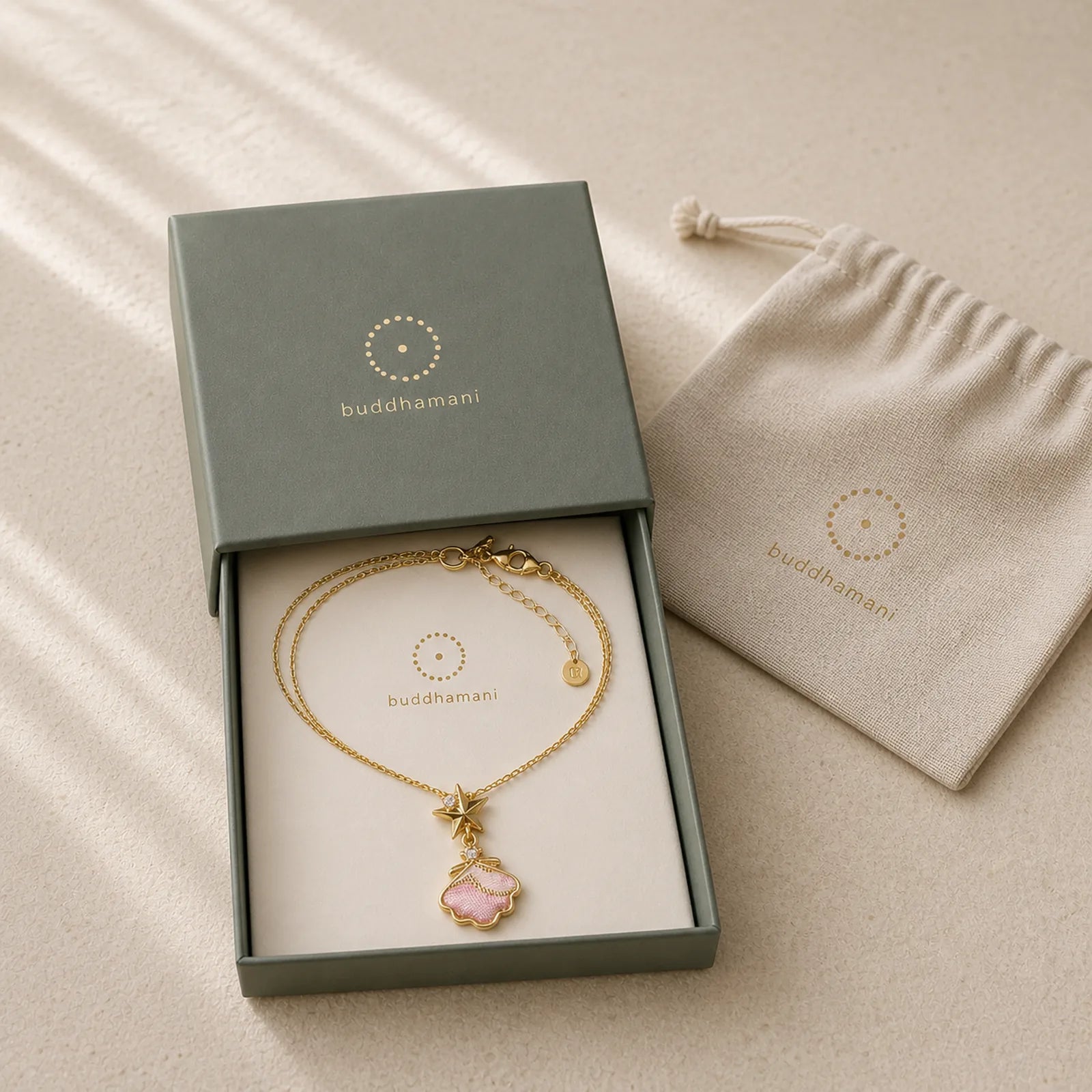 Song Brocade Copper Shell Heart Ginkgo Leaf Luck Necklace featuring Copper