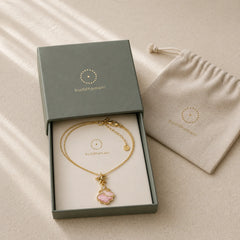Song Brocade Copper Shell Heart Ginkgo Leaf Luck Necklace featuring Copper
