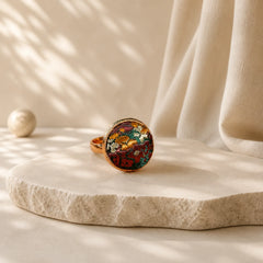 Song Brocade Embroidered Round Elegance Ring featuring