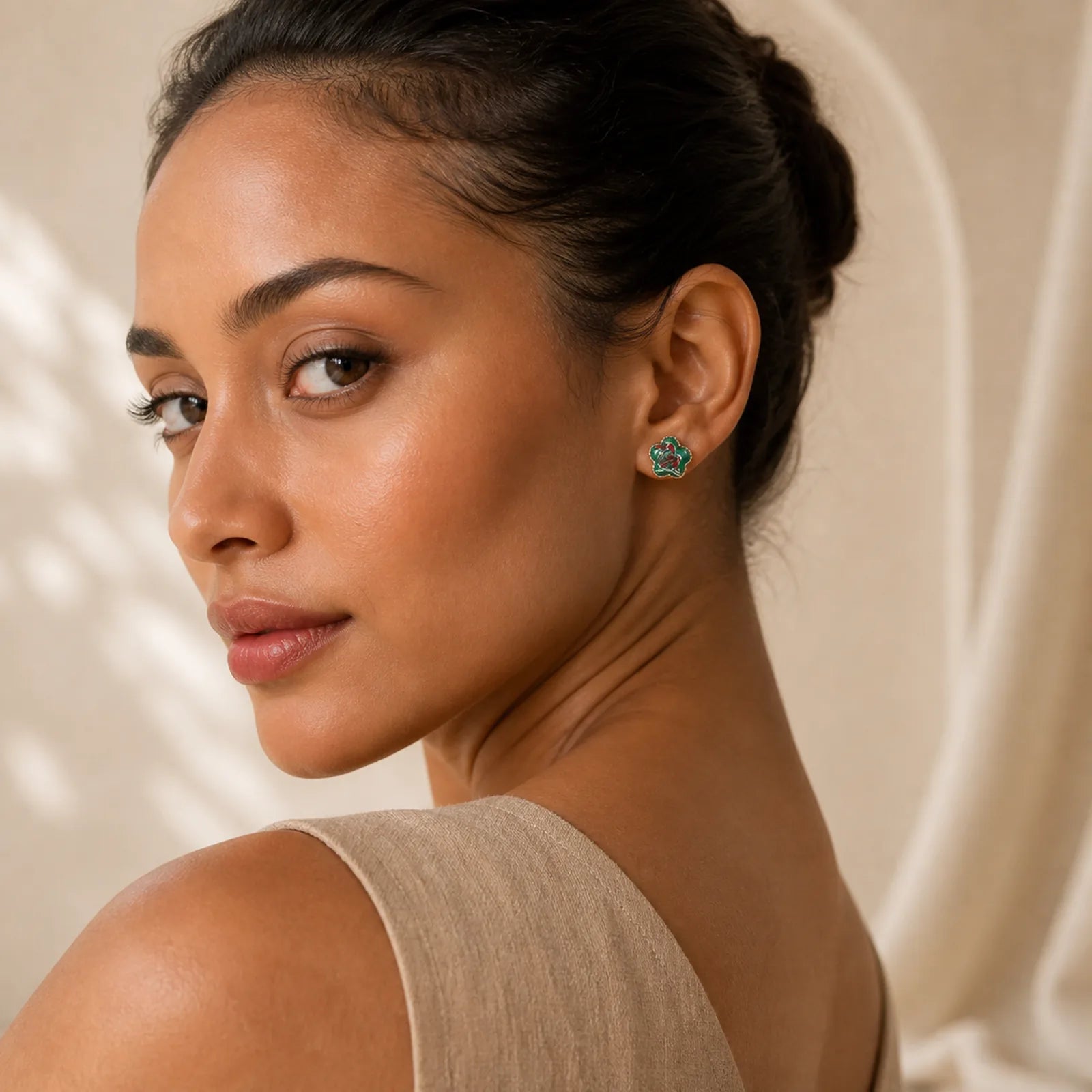 Song Brocade Flower Balance Earrings featuring Silver