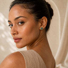 Song Brocade Flower Balance Earrings featuring Silver
