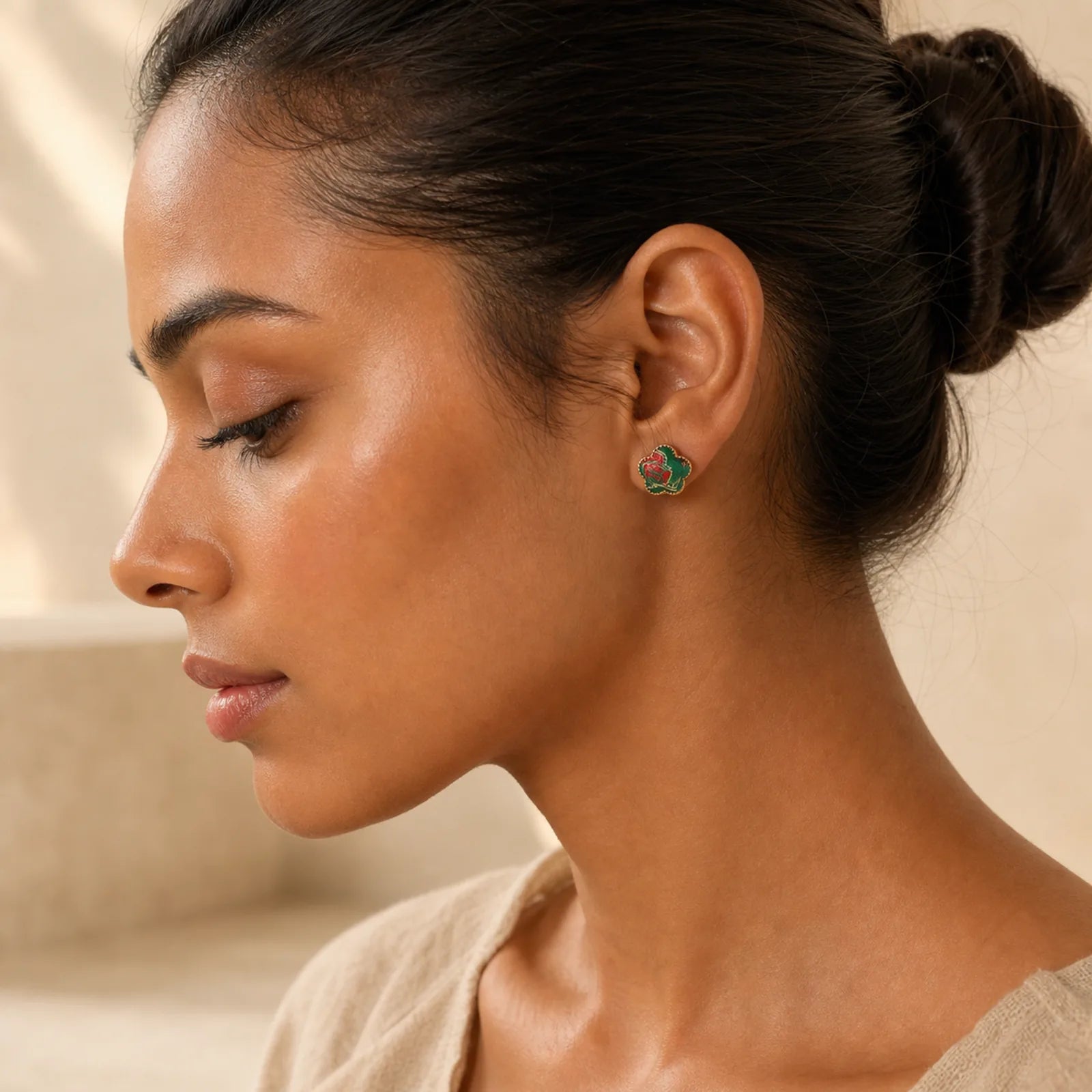 Song Brocade Flower Balance Earrings featuring Silver