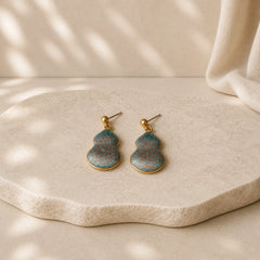 Song Brocade Gourd Shaped Floral Blessing Handcrafted Drop Earrings featuring Copper