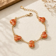 Song Brocade Gourd Water Ripples Good Fortune Chinese Vintage Bracelet featuring Copper
