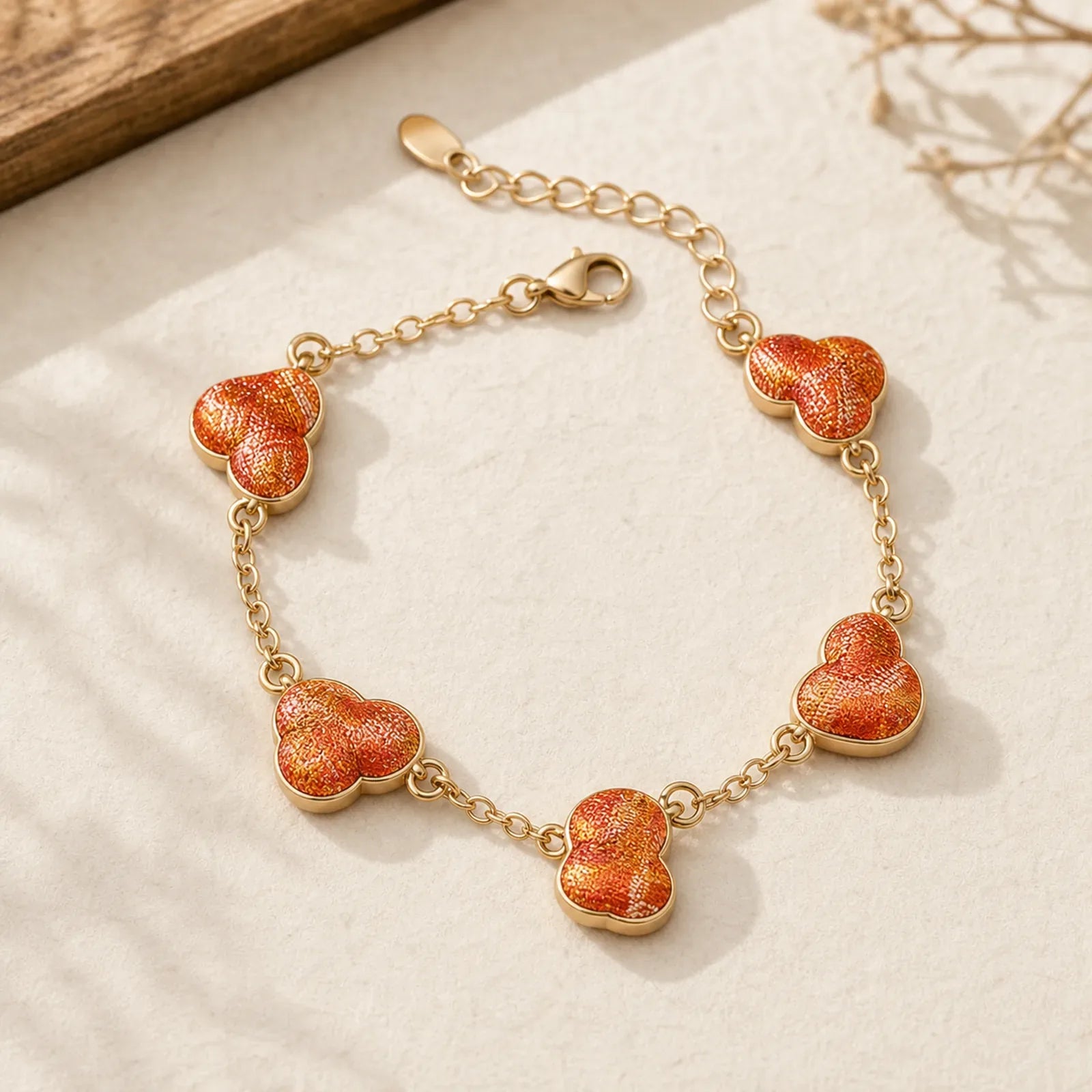 Song Brocade Gourd Water Ripples Good Fortune Chinese Vintage Bracelet featuring Copper