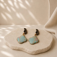 Song Brocade Handcrafted Silk Art Floral Harmony Drop Earrings featuring Copper