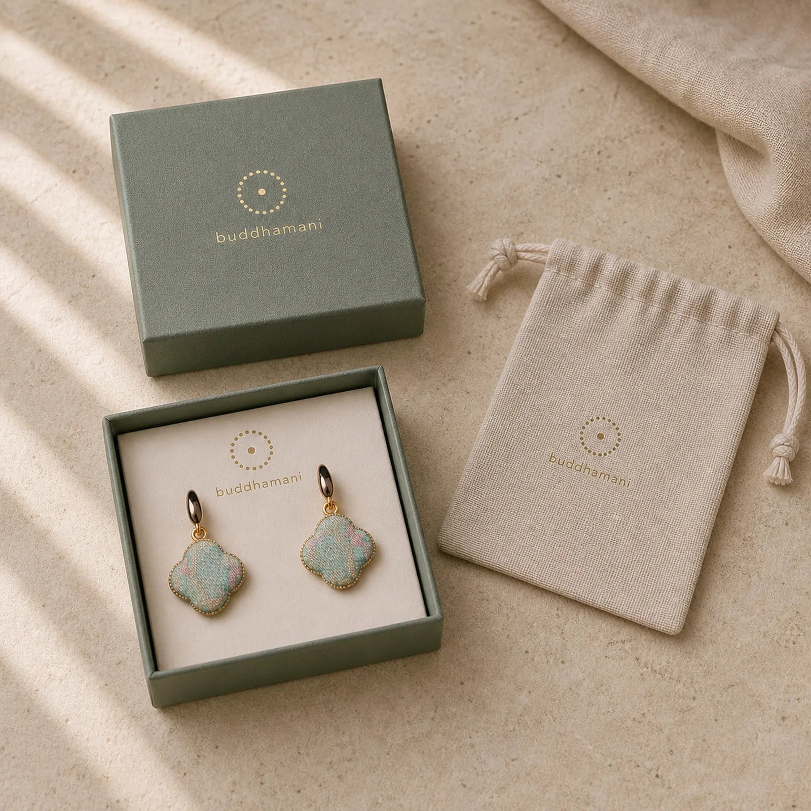 Song Brocade Handcrafted Silk Art Floral Harmony Drop Earrings featuring Copper