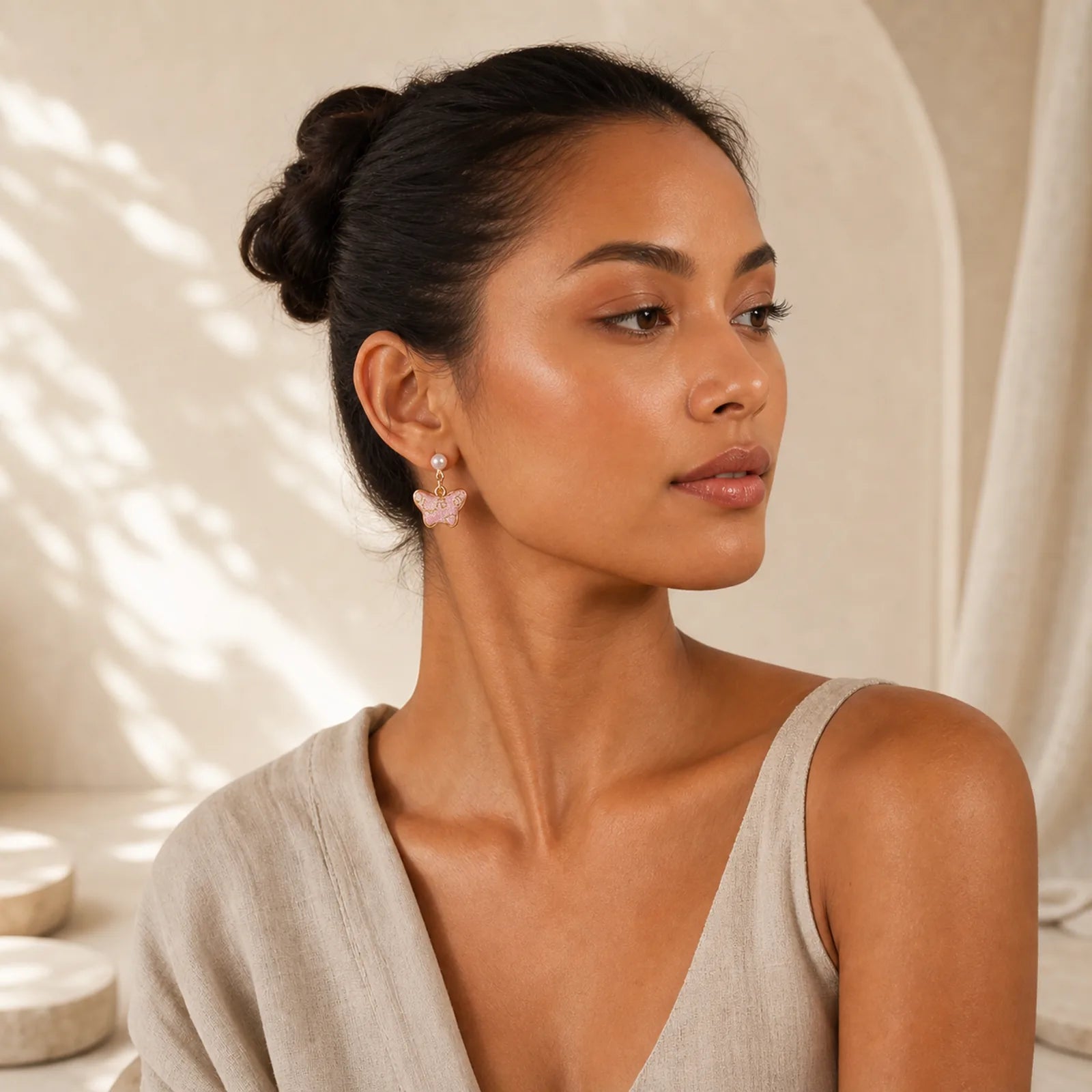 Song Brocade Pearl Butterfly Vintage Love Chinese Style Earrings featuring Pearl, Butterfly, Silver