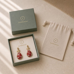 Song Brocade White Patterns Pipa-Shaped Design Harmony Teardrop Earrings featuring Copper