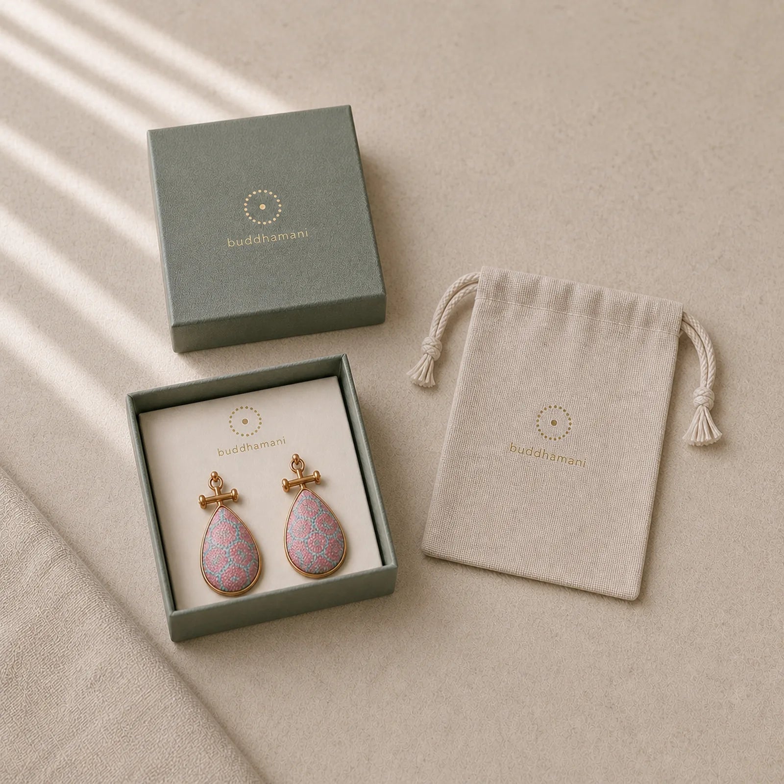 Song Brocade floral Pattern Pipa-Shaped Harmony Handcrafted Teardrop Earrings featuring Copper