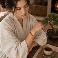 South Red Agate Fu Character Ingot Half Bracelet featuring South Red Agate, Red Agate, Fu Character