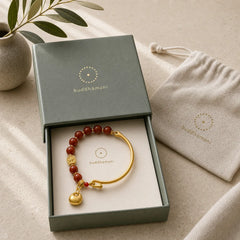 South Red Agate Fu Character Ingot Half Bracelet featuring South Red Agate, Red Agate, Fu Character