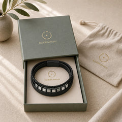 Square Titanium Steel Leather Multi-layer Buckle Calm Bracelet featuring Titanium Steel