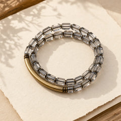 Square White Crystal Copper Luck Bracelet featuring Clear Quartz / White Crystal, Copper